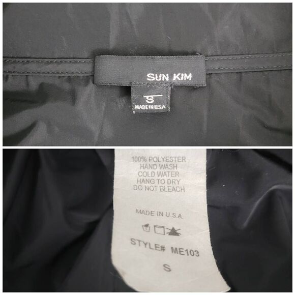 Sun Kim Sydney Parachute Jacket Womens Small Black Ruched Full Zip Lagenlook - Picture 5 of 12